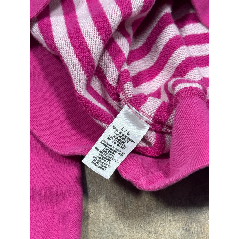 Aeropostale Hoodie Women L‎ Pink Aero NYC 87 Pullover Striped Hood Y2K - Picture 9 of 11
